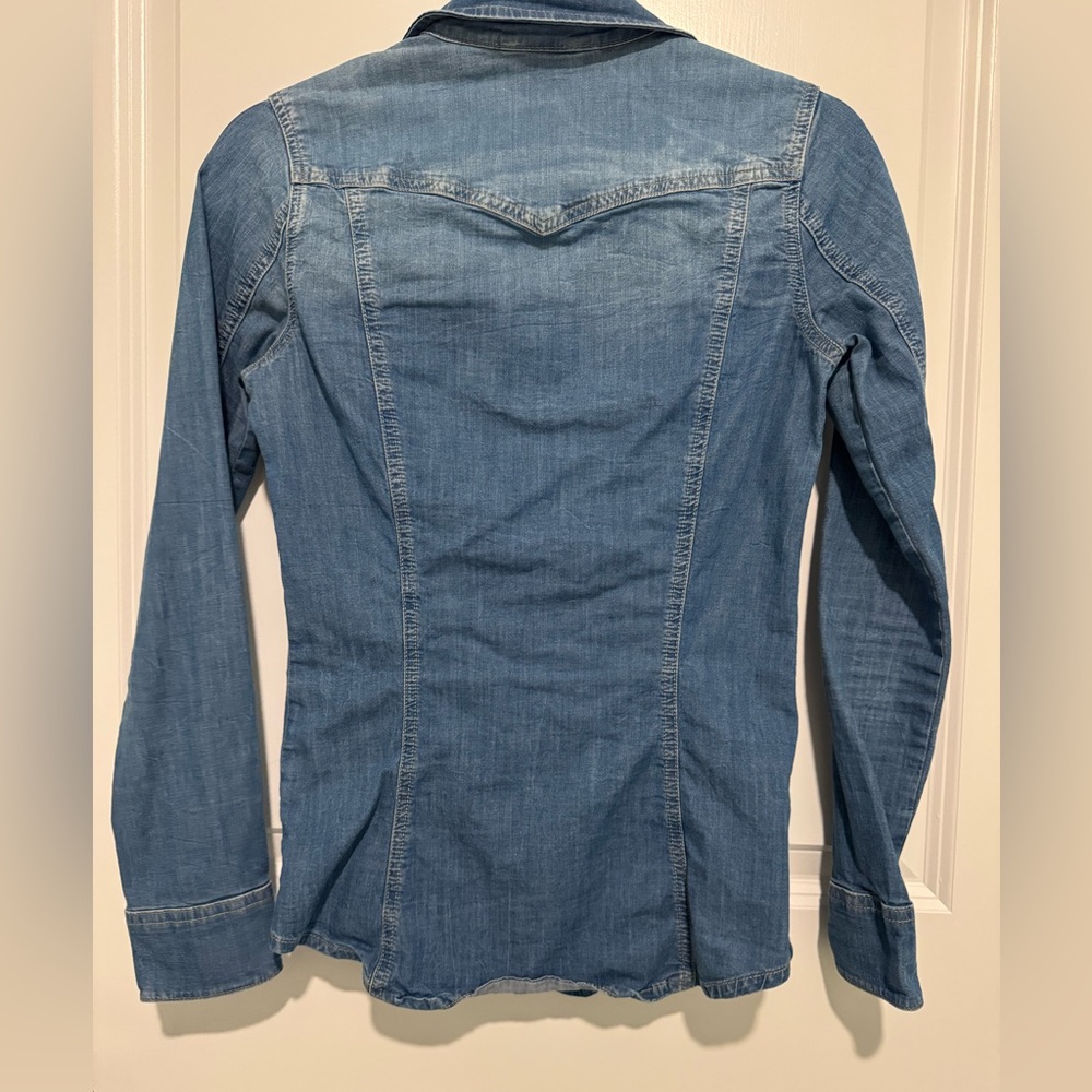 Zara Z1975 Denim Blue Snap Closure Button-Up Shirt - Picture 2 of 7